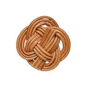 Component, rattan wood, brown, 28x27mm knot. Sold per pkg of 4.
