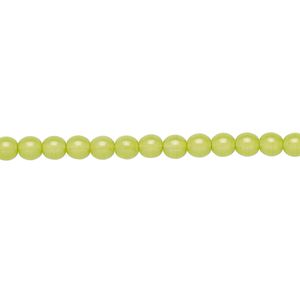 Bead, Czech dipped décor glass druk, opaque mint, 4mm round. Sold per 15-1/2" to 16" strand.