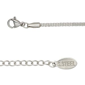 Chain 1pkg1 flat, 1.5mm / lobster claw clasp, stainless steel 18 inch