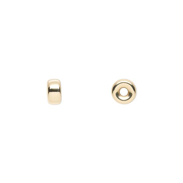 Bead, 14Kt gold-filled, 6x3mm smooth rondelle. Sold per pkg of 2. image number 0