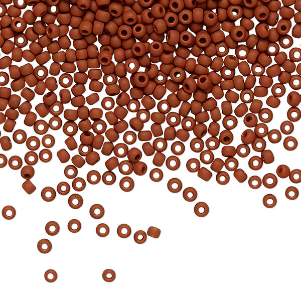 Seed bead, TOHO BEADS®, glass, pkg/7.5g, #11 round, opaque frosted terracotta (TR-11-46LF). image number 0