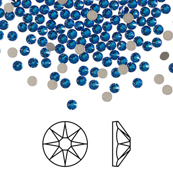 Flat back 144pk crystal Bermuda blue foil back, Crystal Passions® 2.5-2.7mm rose round SS9 2058 image number 0