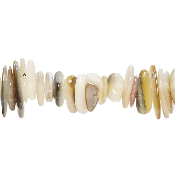 Bead 1pkg1, black lip shell / gold lip shell / mother-of-pearl shell (natural / bleached), small to large chip, 15 inches. image number 0