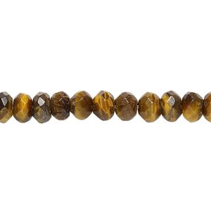 Tigereye 1pkg1, faceted rondelle bead natural 15.5-16 inch 6x4mm