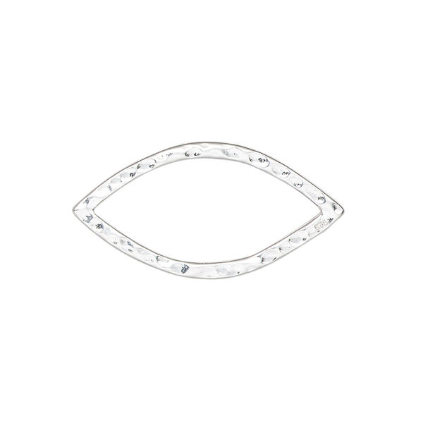 Component, sterling silver, 28x14mm hammered open marquise. Sold individually. image number 0