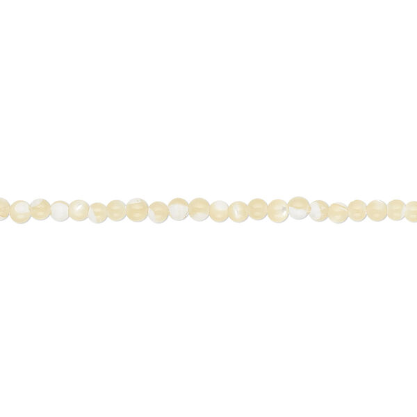 Bead, mother-of-pearl shell (natural), 2mm round, Mohs hardness 3-1/2. Sold per 15-1/2" to 16" strand. image number 0