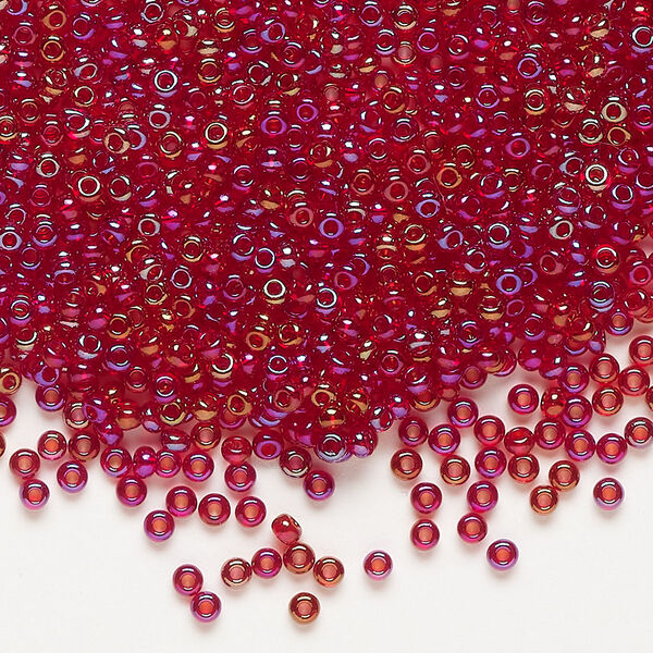 Seed bead, Preciosa Ornela Czech glass, pkg/50g, #11 rocaille, translucent rainbow ruby, (91090). image number 0