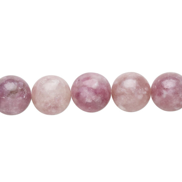Bead, pink lepidolite (natural), 10mm round, B grade, Mohs hardness 2-1/2 to 4. Sold per 8-inch strand, approximately 20 beads. image number 0