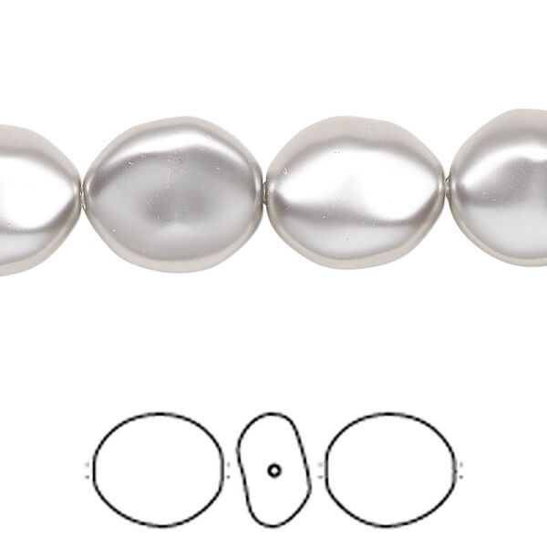 Pearl 10pk light grey, Crystal Passions® 14x12mm baroque coin 5842 image number 0