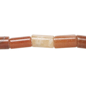 Peach aventurine 1pkg1, round tube bead natural, 15 inch 11x5mm-13x8mm