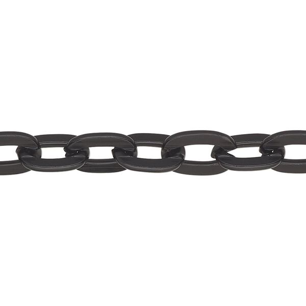 Chain, anodized aluminum, black, 7.5mm flat cable. Sold per pkg of 25 feet. image number 0