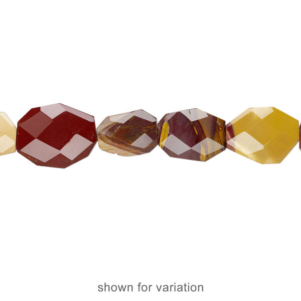Moukaite jasper 1pkg1, faceted flat freeform bead natural 15.5-16 inch 28x21mm-40x30mm image number 1