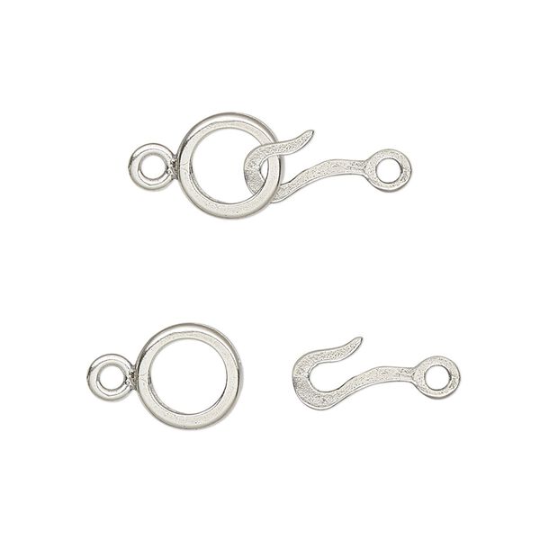 Clasp, hook-and-eye, sterling silver, 17x8.5mm. Sold individually. image number 0
