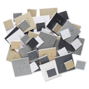 Earring card mix, acrylic and laminated paper, mixed colors, 1x1-inch and 2x2-inch square. Sold per pkg of 50.