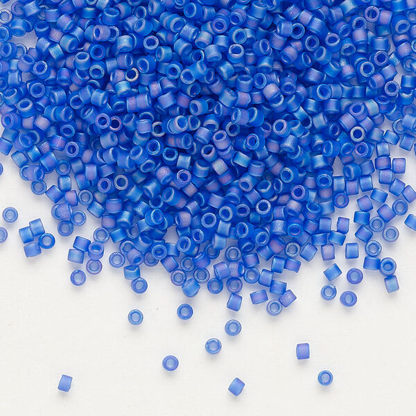 Seed bead, Delica®, glass, pkg/250g, #11 round, translucent matte rainbow cobalt (DB-0864). image number 0