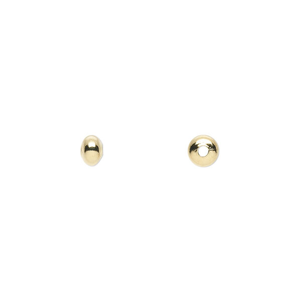 Bead, gold-plated brass, 4.5x3mm saucer. Sold per pkg of 100. image number 0
