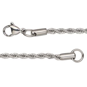 Chain 1pkg1 French rope, 3.1mm / lobster claw clasp, stainless steel 16 inch