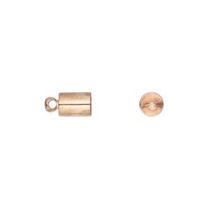 Cord end, glue-in, copper-plated brass, 7x5mm, approximately 4.4mm inside diameter. Sold per pkg of 10.