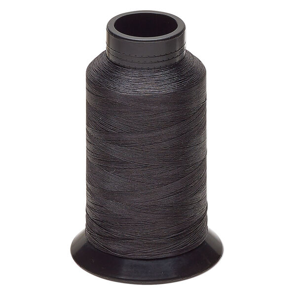 Thread, Nymo®, nylon, black, size O. Sold per 2-ounce spool. image number 0
