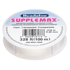 Cord, Beadalon® SUPPLEMAX™, nylon, pkg/100m, 0.40mm diameter, clear.