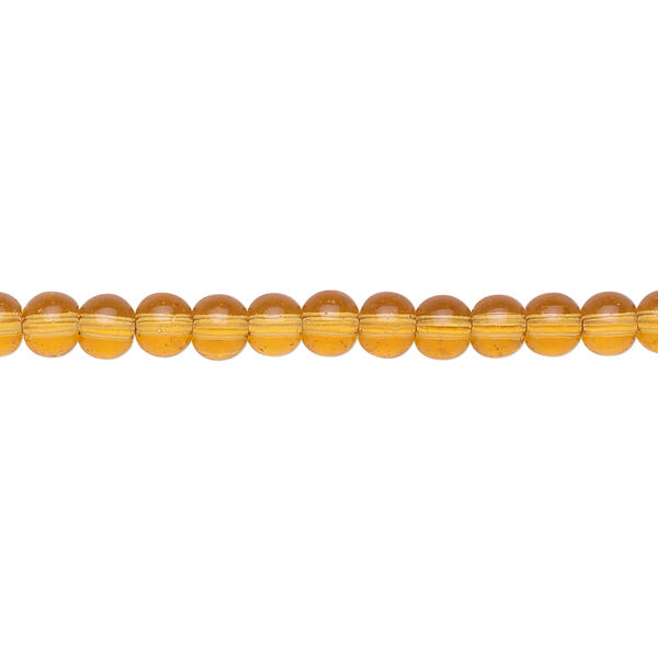 Bead, glass, amber yellow, 4mm round. Sold per 36-inch strand. image number 0