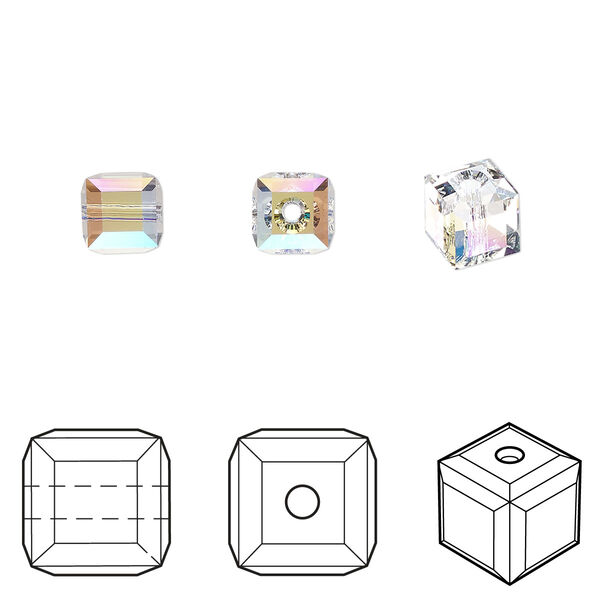 Bead 144pk crystal shimmer, Swarovski® 6mm cube 5601 image number 0