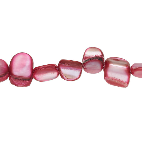 Mother-of-pearl shell 1pkg1, pebble bead 15 inch fuchsia small to medium image number 0