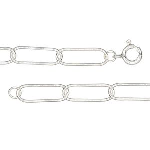 Chain 1pkg1 sterling silver paperclip, 5.5mm / springring clasp, 20 inch
