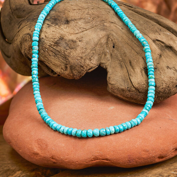 Kingman turquoise 1pkg1, hand-cut faceted rondelle B grade, 15.5-16 inch graduated 4x3mm-6x4mm image number 0
