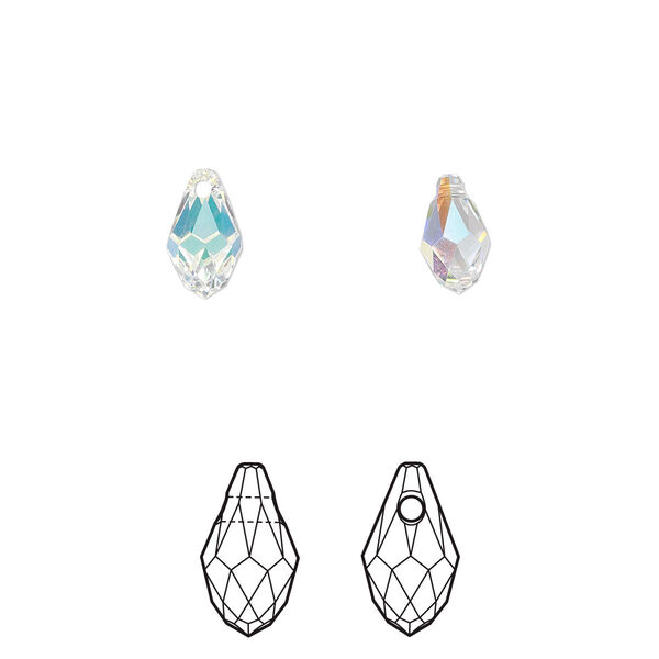 Briolette 4pk crystal AB, Crystal Passions® 9x5mm pendant drop 6007 image number 0