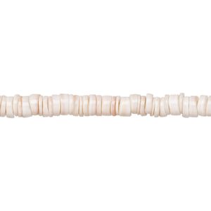 Bead, pink luanos shell (natural), light, 4-5mm hand-cut heishi, Mohs hardness 3-1/2. Sold per 15-1/2" to 16" strand.