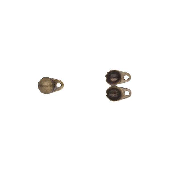 Bead tip, antique gold-plated brass, 6.5x4mm side clamp-on with closed loop. Sold per pkg of 100. image number 0