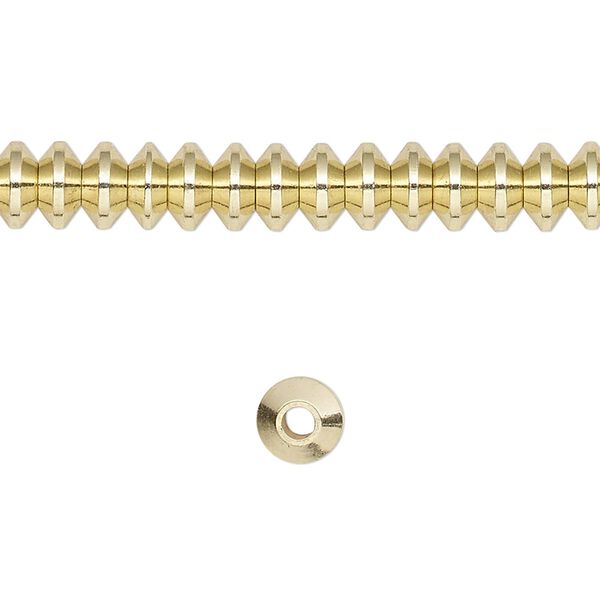 Bead, brass, 6x4mm rondelle. Sold per 8-inch strand. image number 0