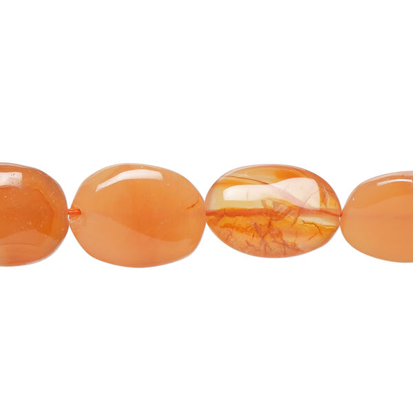Carnelian 1pkg1, hand-cut puffed oval bead, 14 inch 10x9mm-18x13mm image number 0