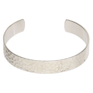 Bracelet, cuff 1pkg1, silver-finished steel, 12mm hammered, 7-1/2 inches.