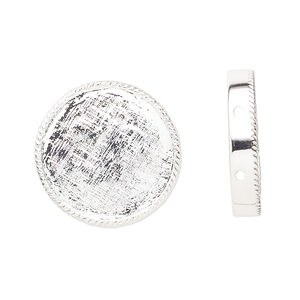 Spacer, silver-plated pewter (tin-based alloy), 21mm 2-strand round. Sold per pkg of 8.