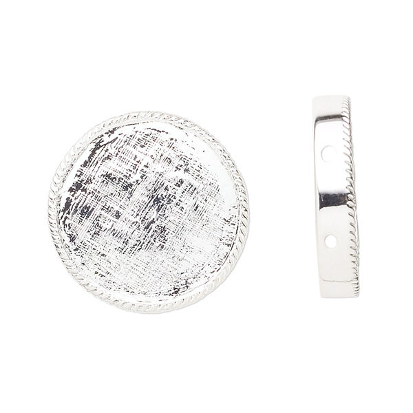 Spacer, silver-plated pewter (tin-based alloy), 21mm 2-strand round. Sold per pkg of 8. image number 0