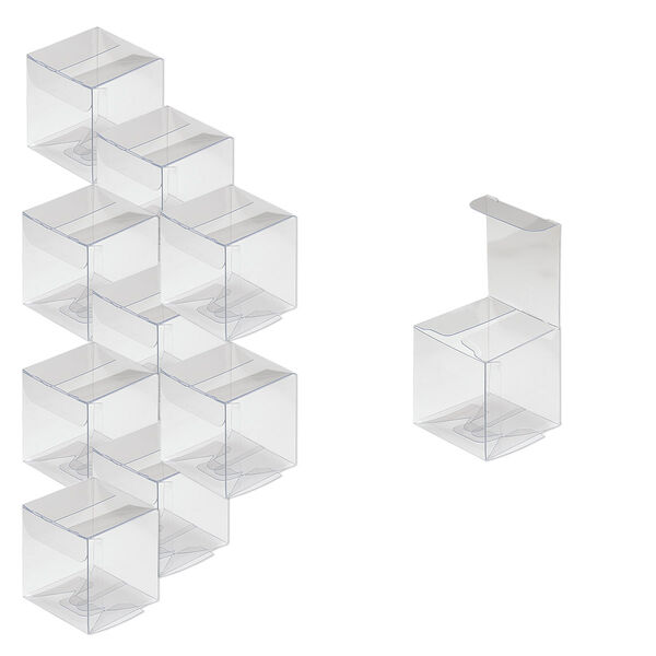 Box, plastic, clear, 2 x 2 x 2-inch square with peel-off protective film. Sold per pkg of 10. image number 0