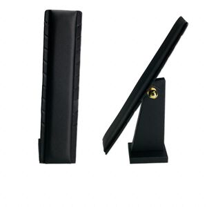 Display, necklace, leatherette, black, 8 x 2-3/4 x 3-1/2 to 11-3/4 x 2-3/4 x 12 inches. Sold individually.