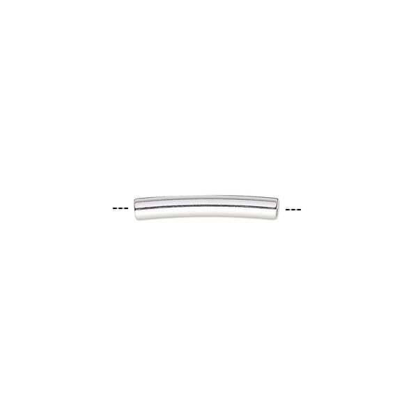Bead, sterling silver-filled, 13x2mm curved tube. Sold per pkg of 10. image number 0