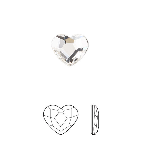 Flat back 2pk crystal foil back, Preciosa MAXIMA Czech crystal rhinestone 10mm heart image number 0