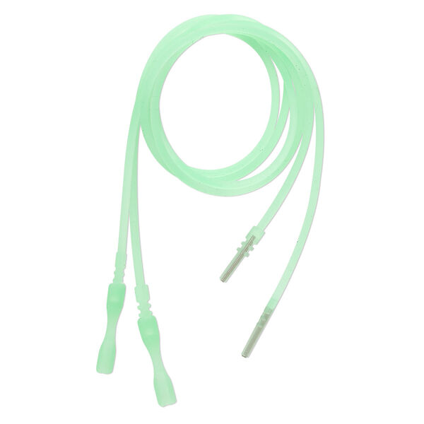 Necklace cord, silicone, translucent lime green, 2.2-2.5mm wide, 18 inches with snap closure. Sold per pkg of 4. image number 0