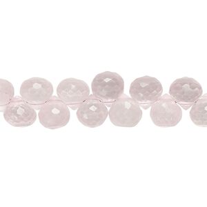 Rose quartz 1pkg60, hand-cut top-drilled faceted teardrop bead 7x7mm