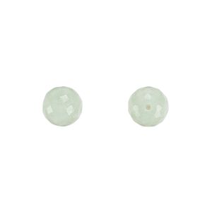 Green aventurine 1pkg2, hand-cut half-drilled faceted round bead natural 8mm