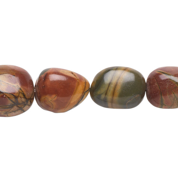 Bead, red creek jasper (stabilized), small to medium nugget, Mohs hardness 6-1/2 to 7. Sold per 15-1/2" to 16" strand. image number 0
