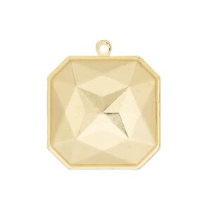 Drop, Almost Instant Jewelry®, gold-plated brass, 25mm square with 23mm square setting. Sold per pkg of 2.