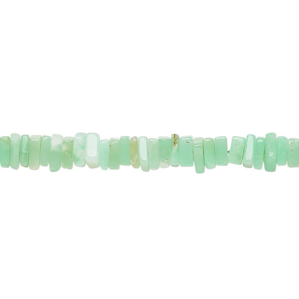 Bead, chrysoprase (natural), 4x1mm-6x2mm hand-cut square rondelle, B grade, Mohs hardness 6-1/2 to 7. Sold per 8-inch strand, approximately 95-150 beads. image number 0