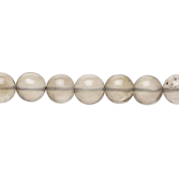 Bead, smoky quartz (heated / irradiated), light, 6-8mm hand-cut round, B grade, Mohs hardness 7. Sold per 14-inch strand, approximately 50 beads. image number 0