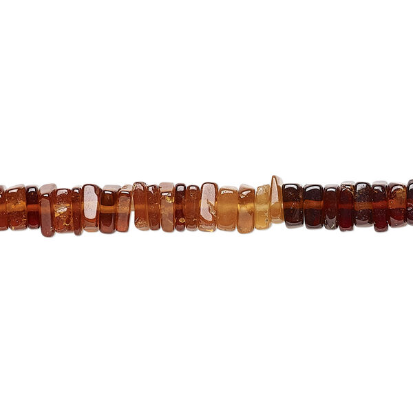 Bead, hessonite garnet (natural), 4x1mm-6x2mm hand-cut square rondelle, B grade, Mohs hardness 7 to 7-1/2. Sold per 8-inch strand, approximately 95-150 beads. image number 0