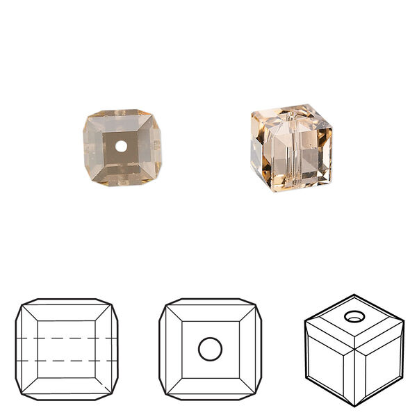Bead 6pk light peach, Crystal Passions® 8mm cube 5601 image number 0